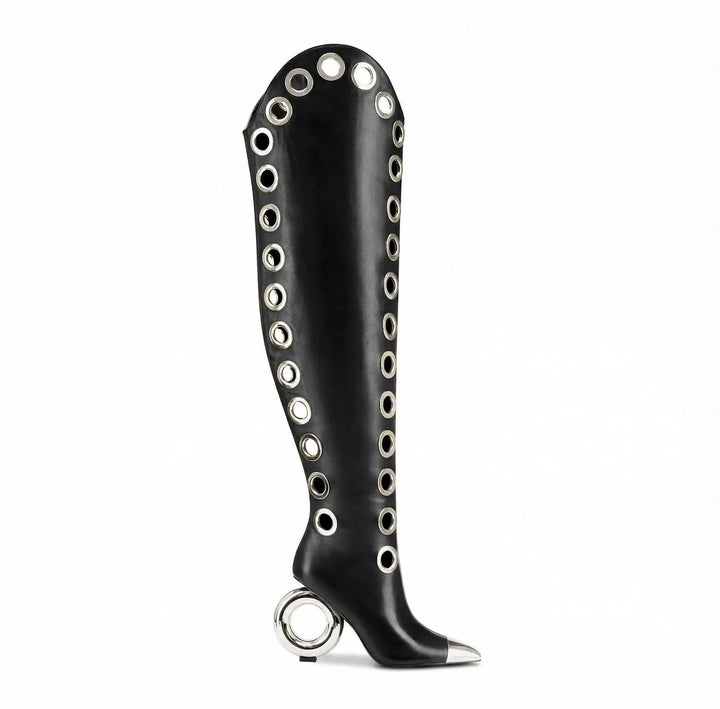 Occhiello Grommet Knee-High Boots