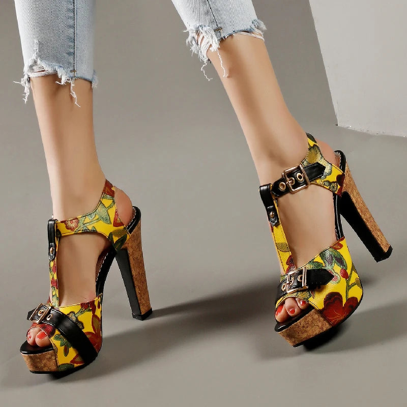 Fiorella Floral T-Strap Sandals