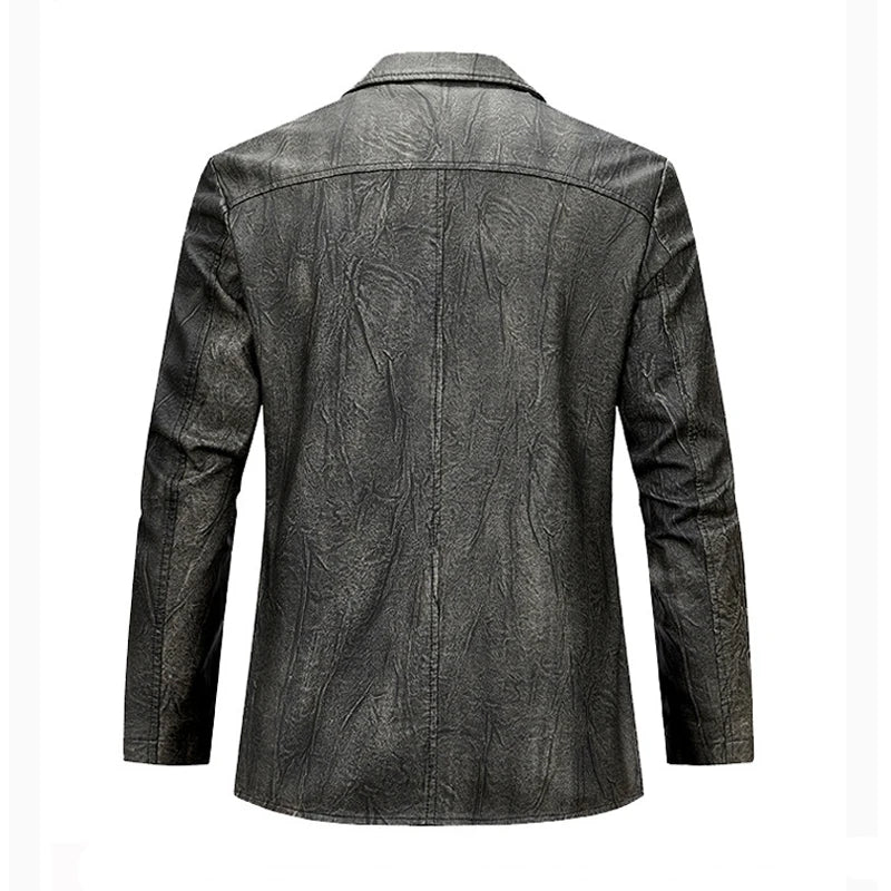 Sidecar Notch-Lapel Leather Blazer