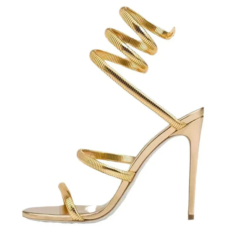 Spirale Coil Ankle-Wrap Sandals