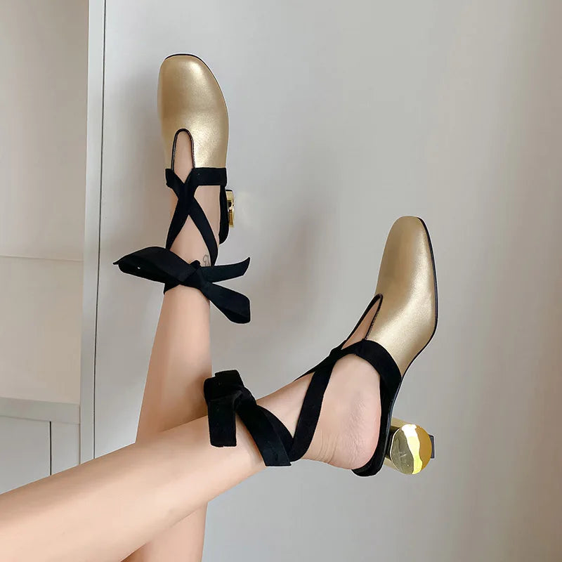 Anello Cylinder-Heel Bow Mules