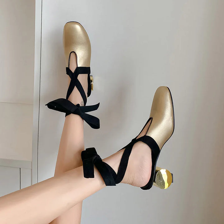Anello Cylinder-Heel Bow Mules