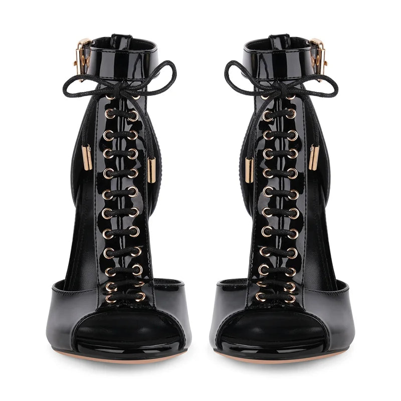 Allacciata Lace-Up T-Strap Stiletto Sandals