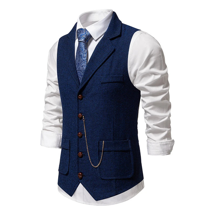 Spigato Herringbone Tweed Vest