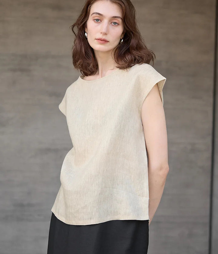 Claudette Cap Sleeve Linen Top