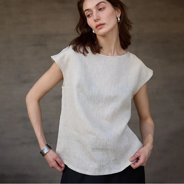 Claudette Cap Sleeve Linen Top