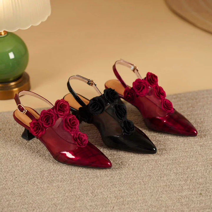 Rosellina Floral Mesh Slingback Pumps