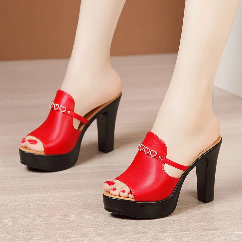 Cuoricini Heart-Charm Platform Slides