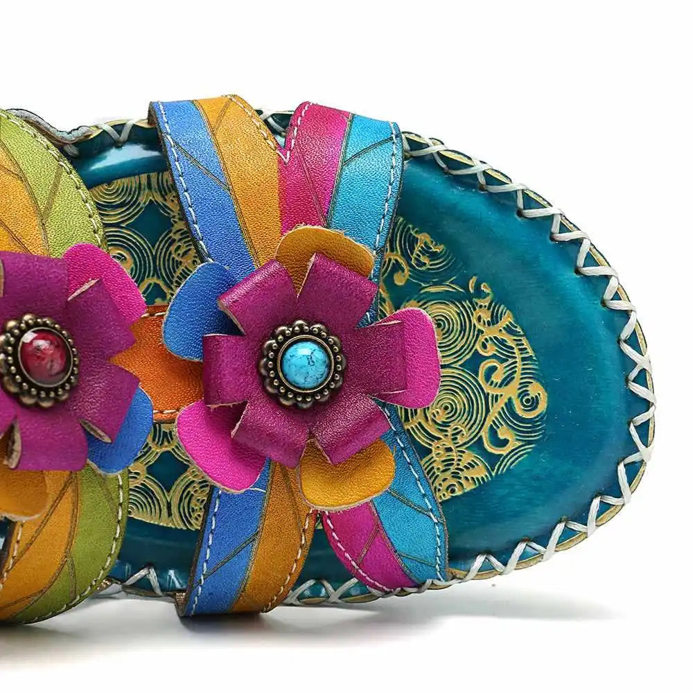 Giardino Floral Leather Sandals