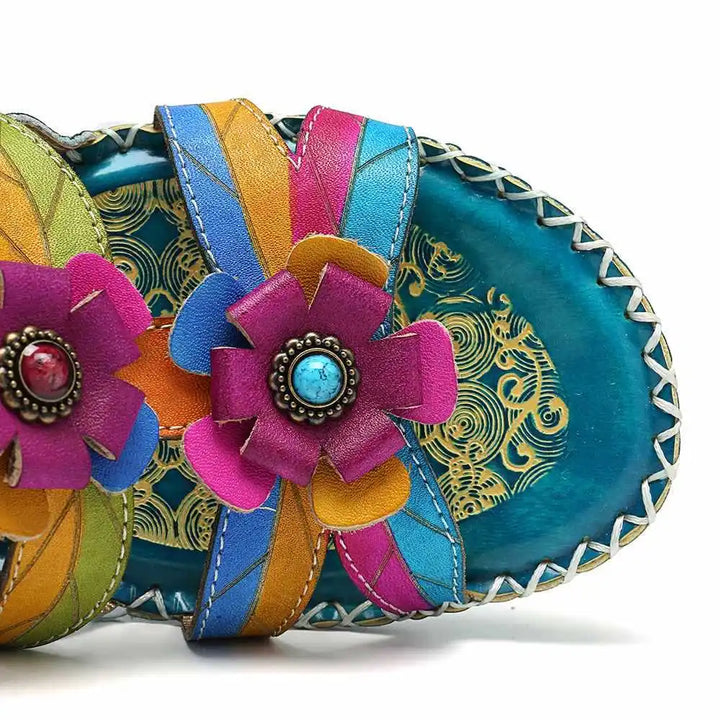 Giardino Floral Leather Sandals