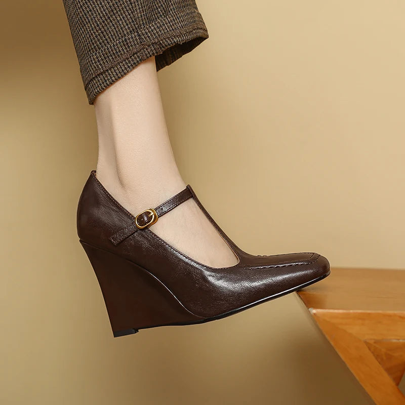 Cortigiana T-Strap Wedge Pumps