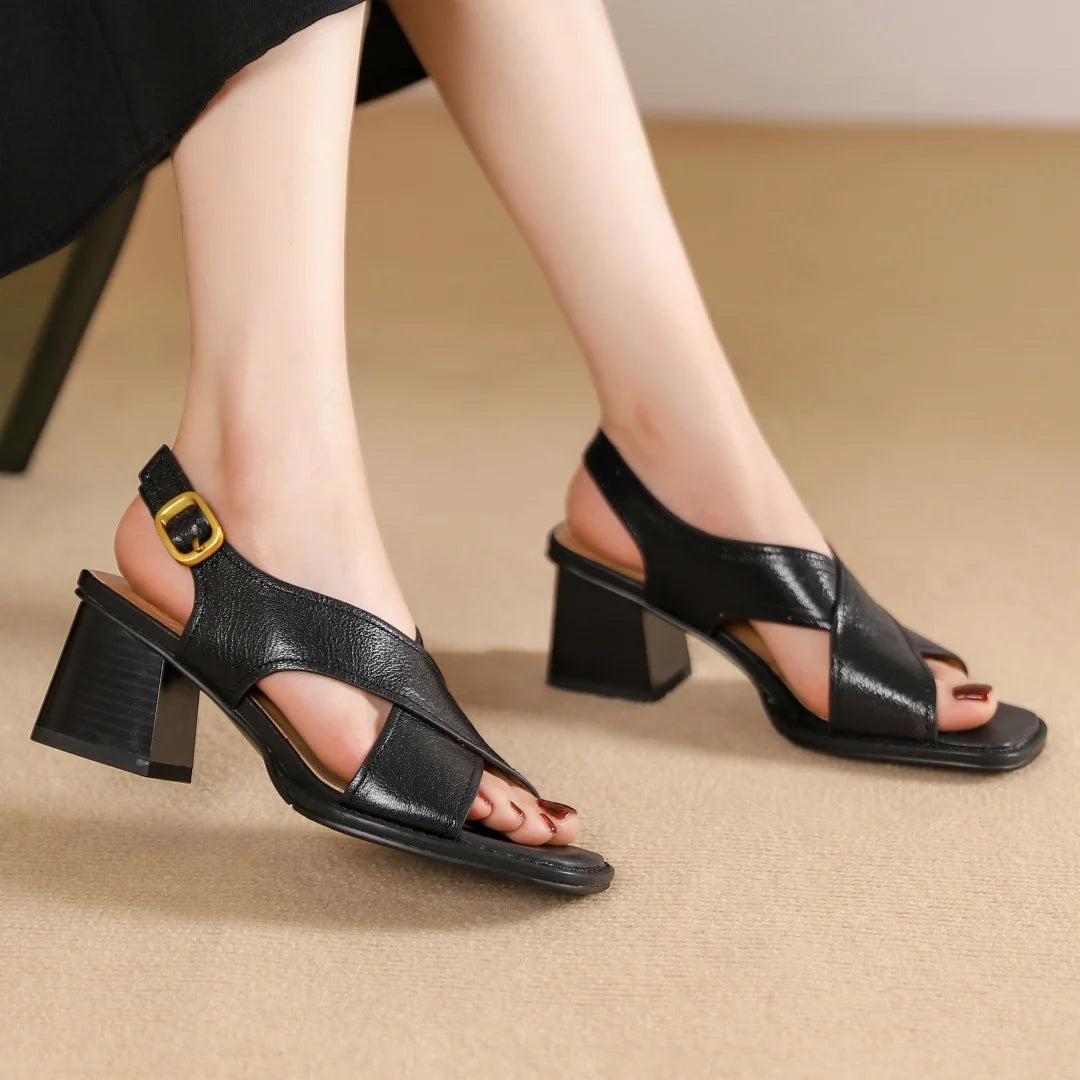 Vittoria Leather Cross Heels
