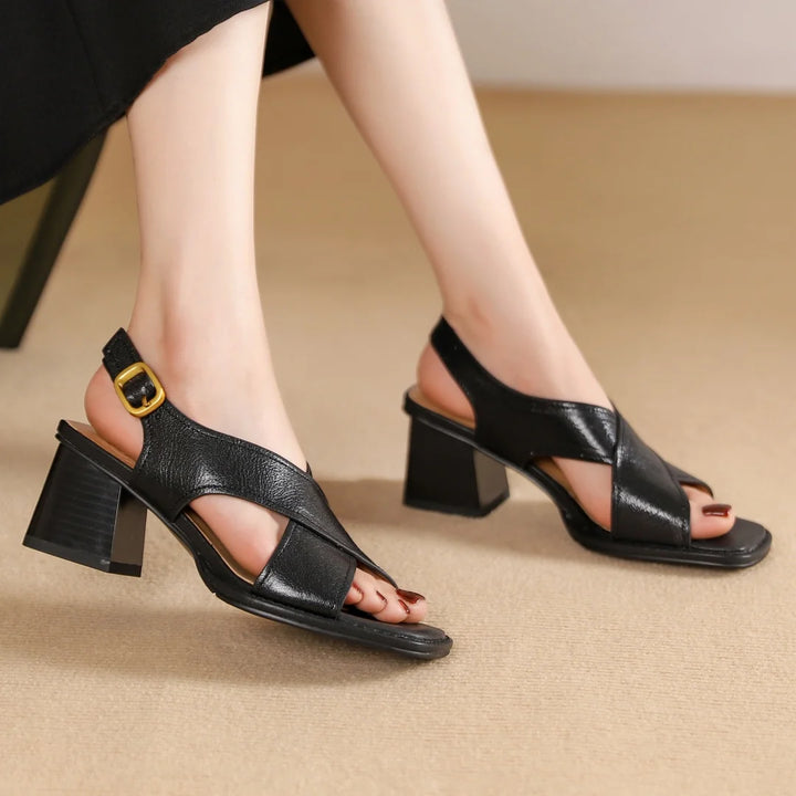 Vittoria Leather Cross Heels