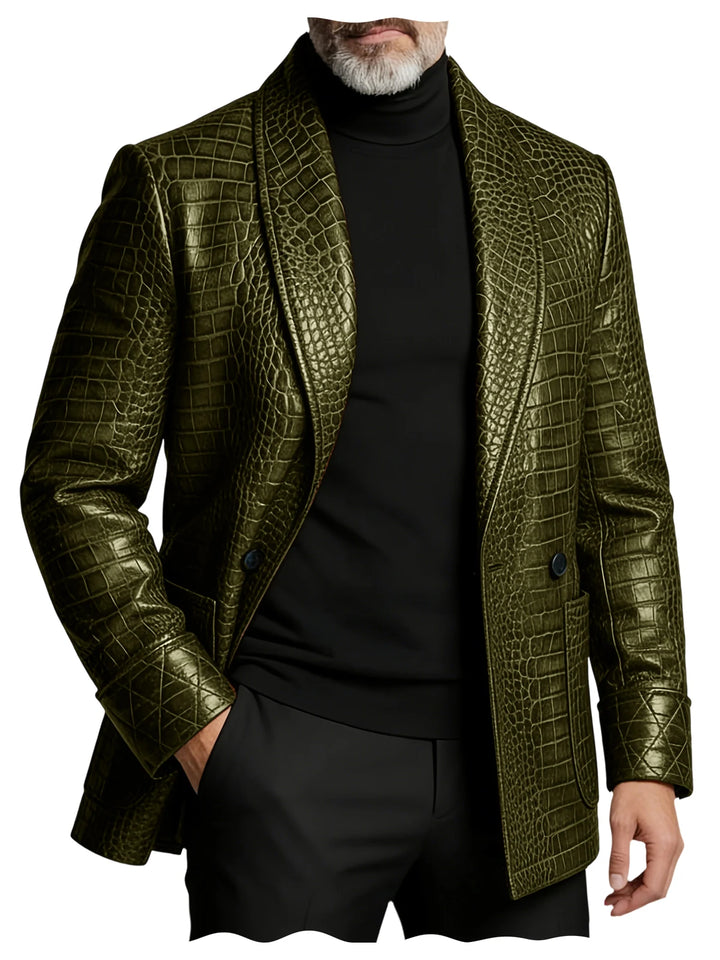 Caimano Croc-Embossed Leather Blazer