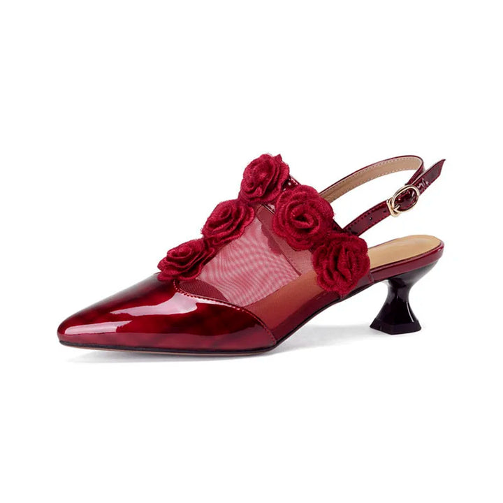 Rosellina Floral Mesh Slingback Pumps