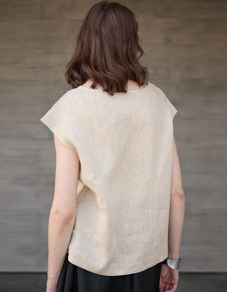 Claudette Cap Sleeve Linen Top