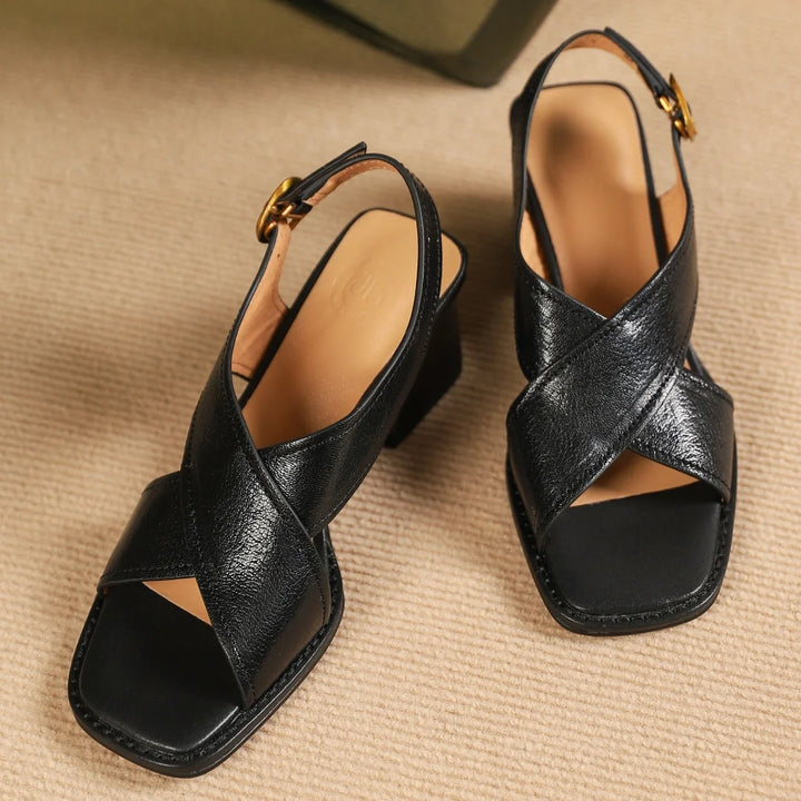 Vittoria Leather Cross Heels