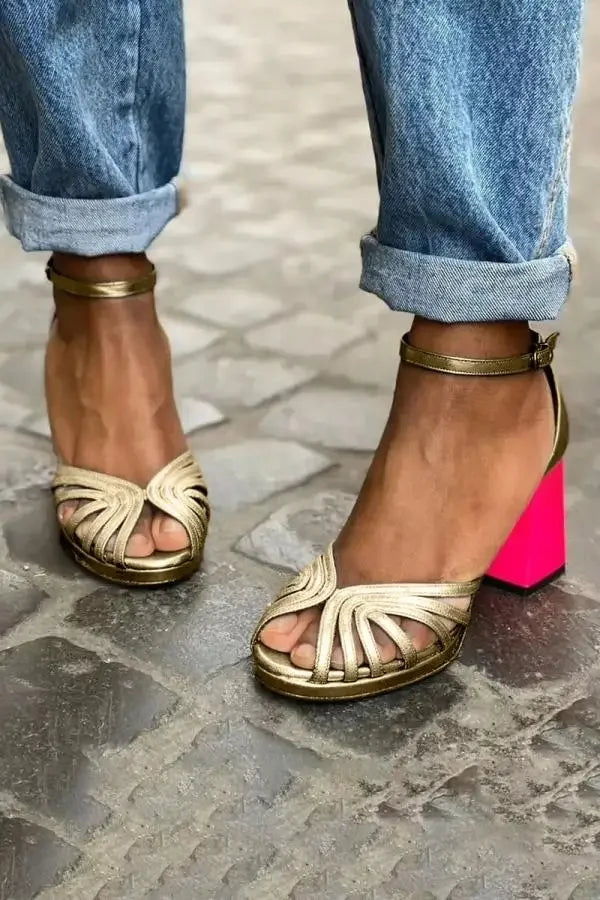 Fiammella Caged Block Heel Sandals