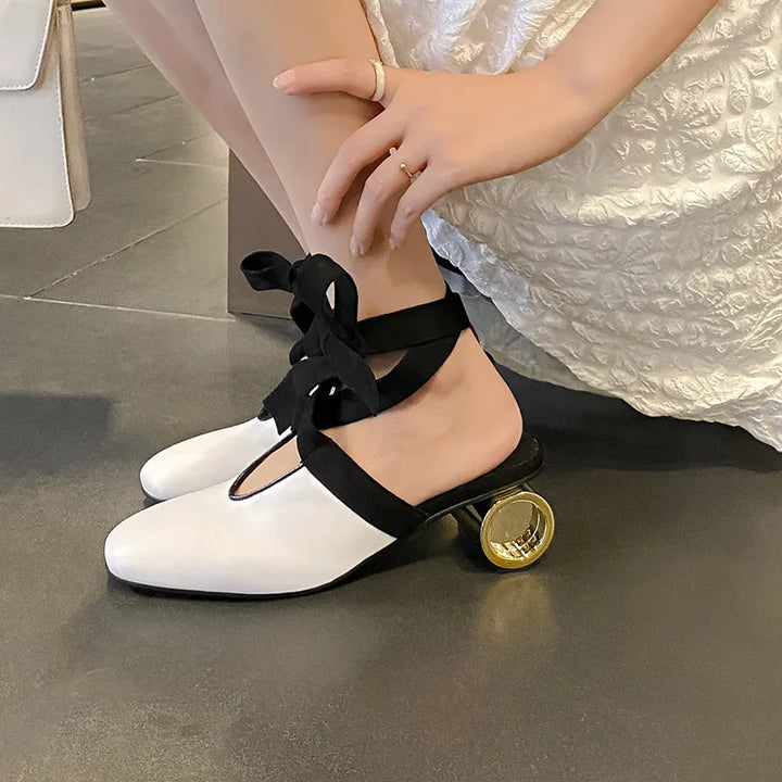 Anello Cylinder-Heel Bow Mules