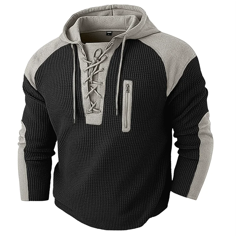 Corda Lace-Up Waffle Hoodie