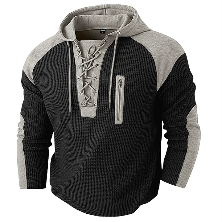 Corda Lace-Up Waffle Hoodie