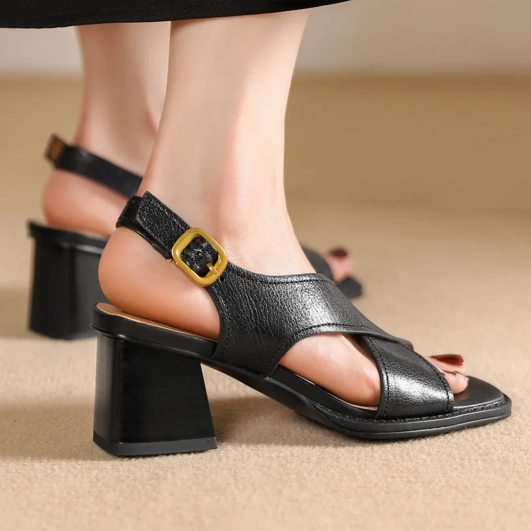 Vittoria Leather Cross Heels