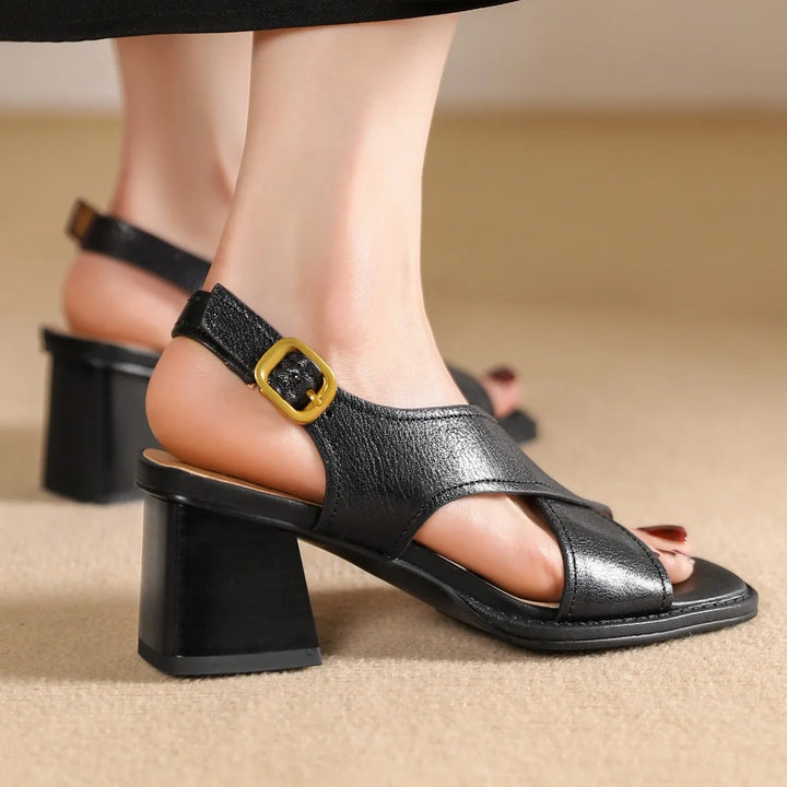 Vittoria Leather Cross Heels