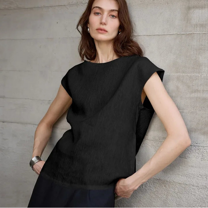 Claudette Cap Sleeve Linen Top