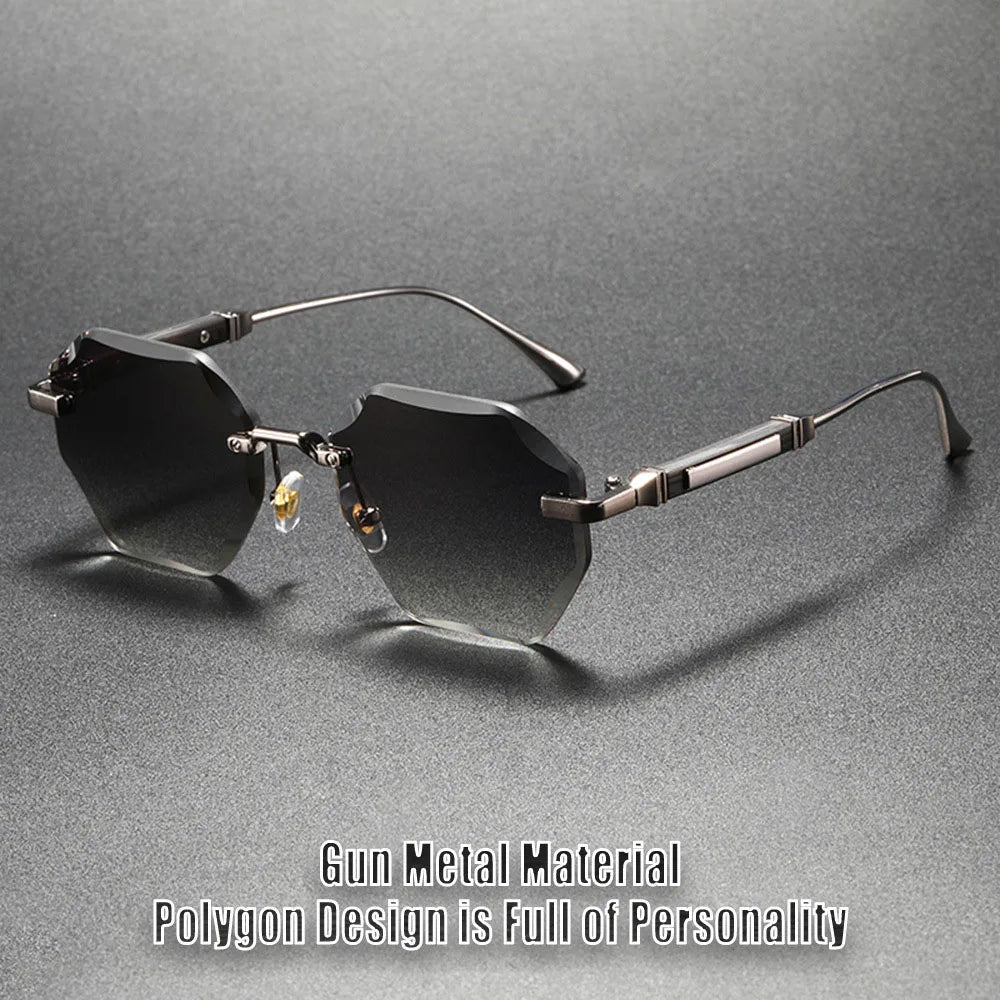 Sfaccettato Rimless Polygon Sunglasses