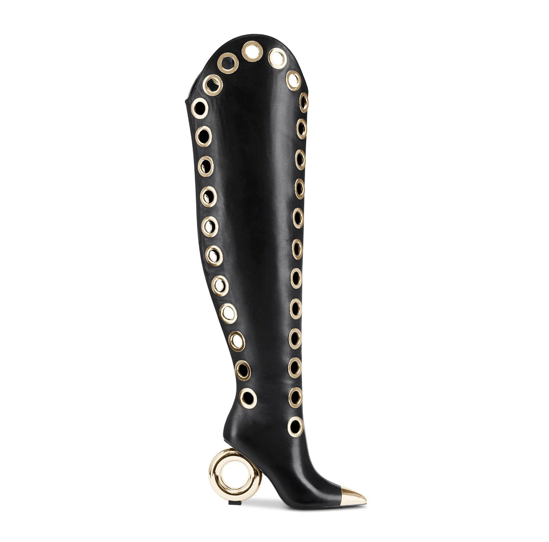 Occhiello Grommet Knee-High Boots
