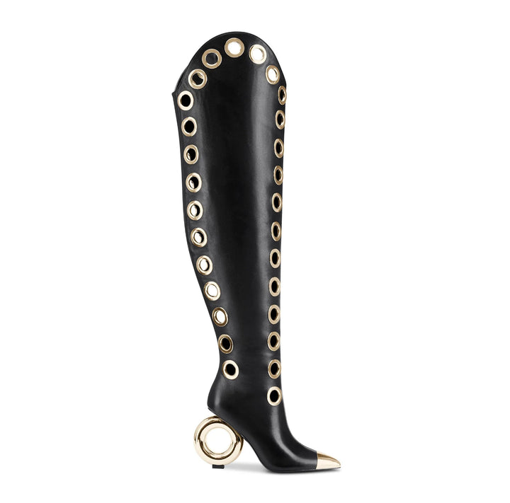 Occhiello Grommet Knee-High Boots