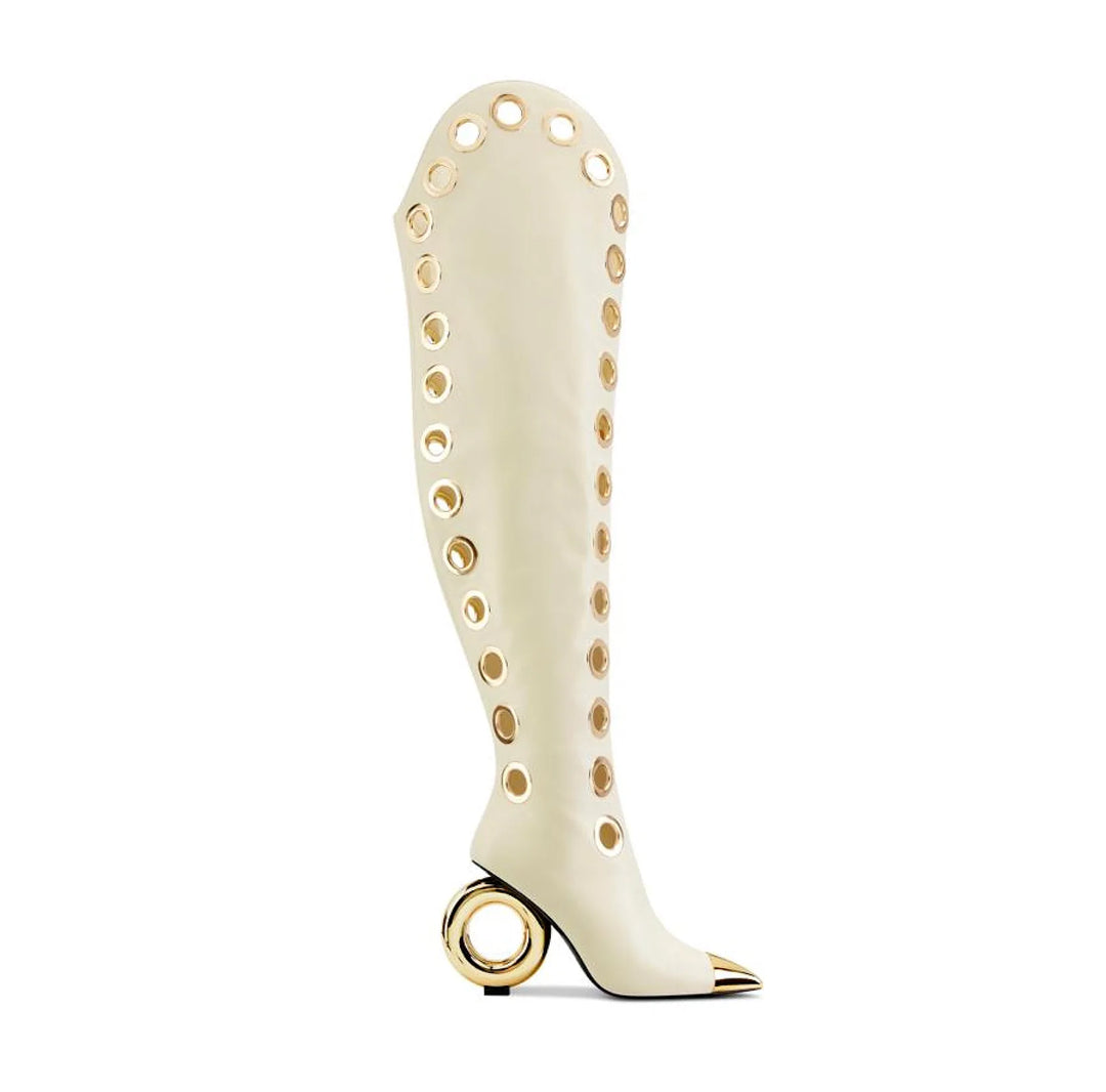 Occhiello Grommet Knee-High Boots