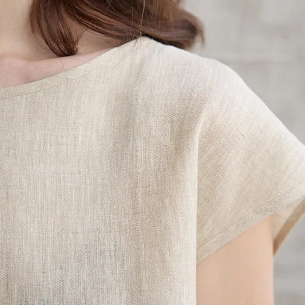 Claudette Cap Sleeve Linen Top