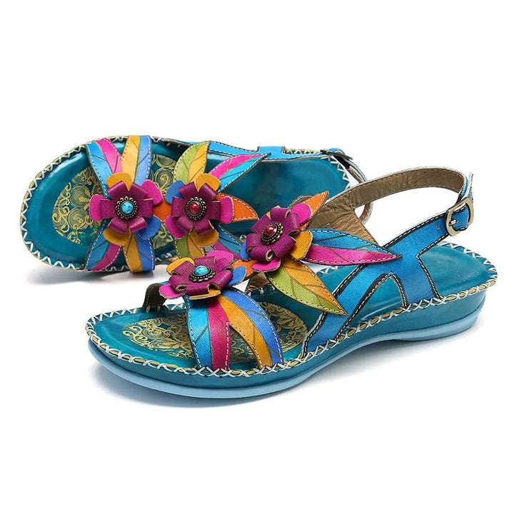 Giardino Floral Leather Sandals