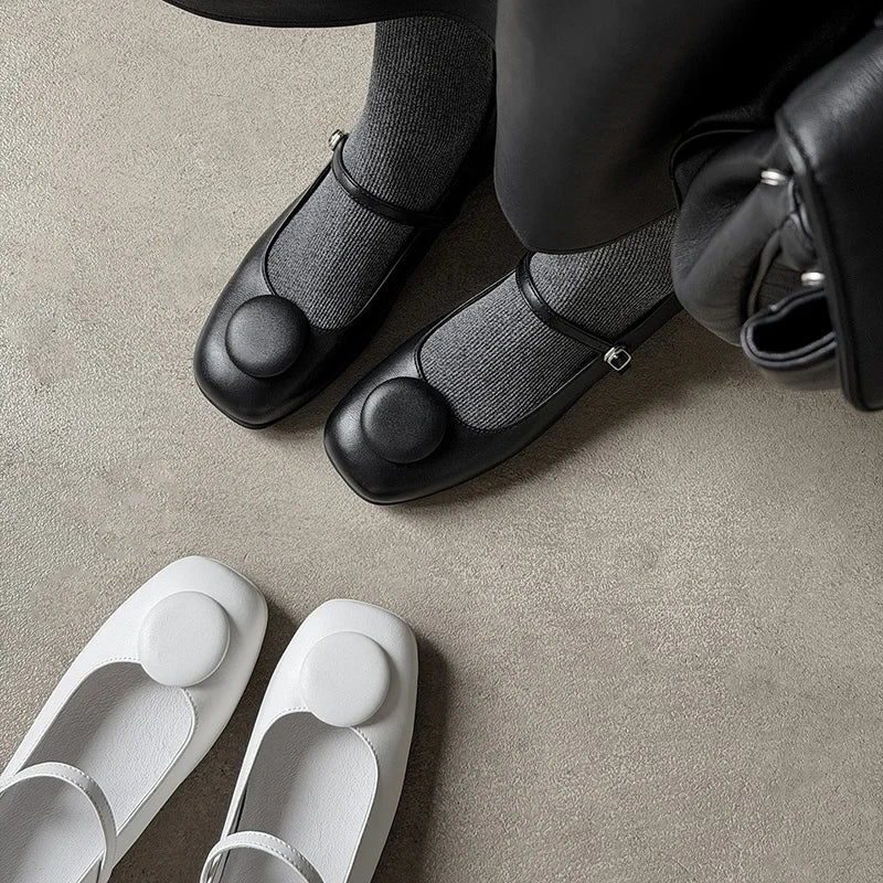 Bottoni Moda Strap Flats