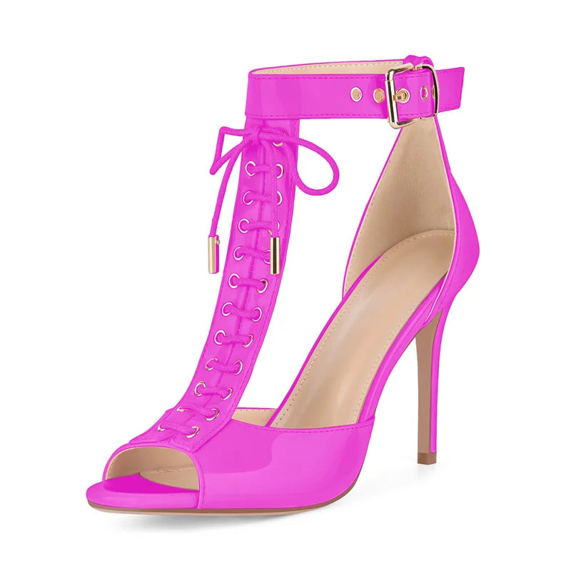 Allacciata Lace-Up T-Strap Stiletto Sandals