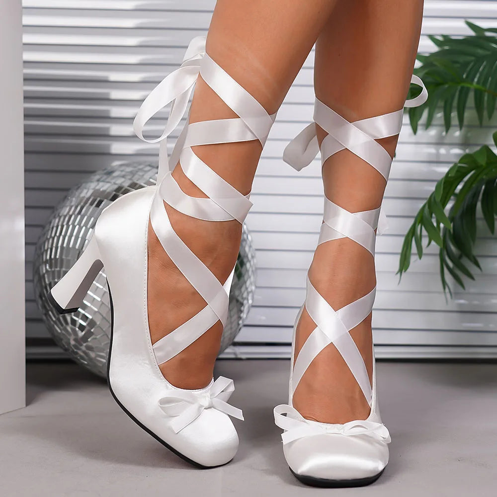 Ballerina Ribbon Satin Pumps