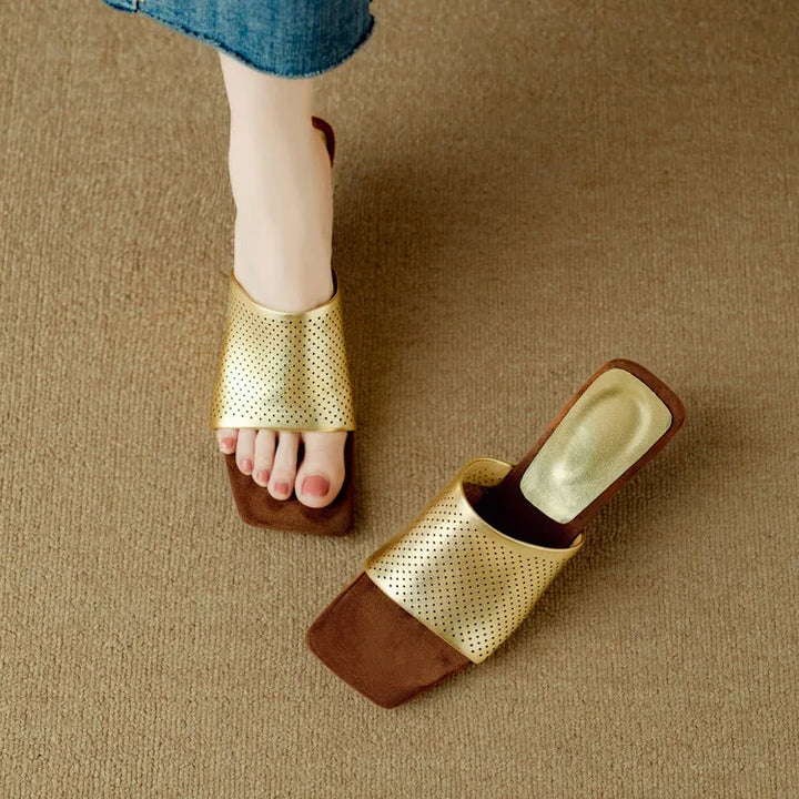 Punzone Perforated Leather Mules