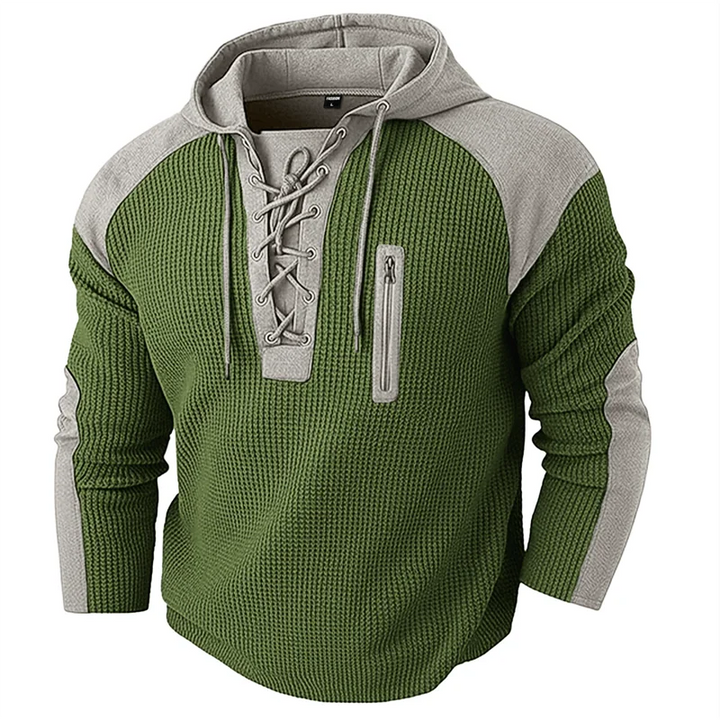 Corda Lace-Up Waffle Hoodie