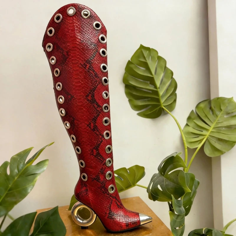 Occhiello Grommet Knee-High Boots