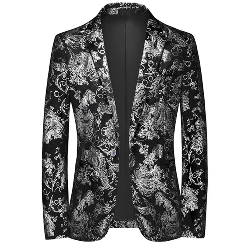 Barocco Foil-Print Party Blazer