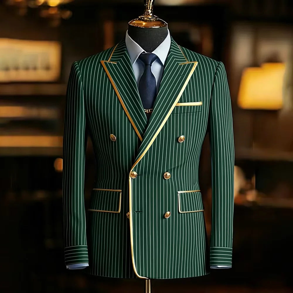 Doratura Gold-Trim Pinstripe Blazer