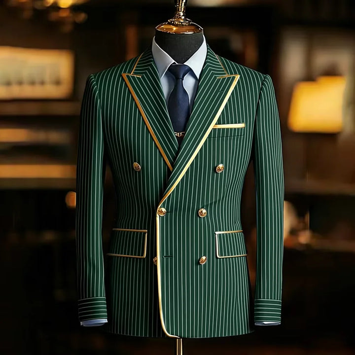 Doratura Gold-Trim Pinstripe Blazer