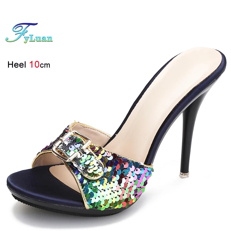 Scintilla Buckle Stiletto Mules