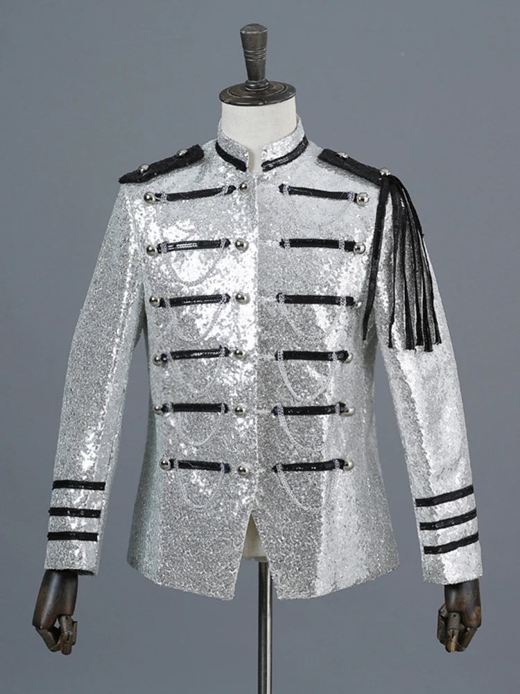 Tamburino Chain-Front Sequin Blazer