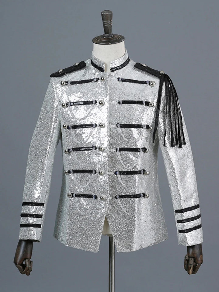 Tamburino Chain-Front Sequin Blazer