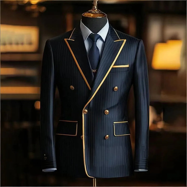 Doratura Gold-Trim Pinstripe Blazer