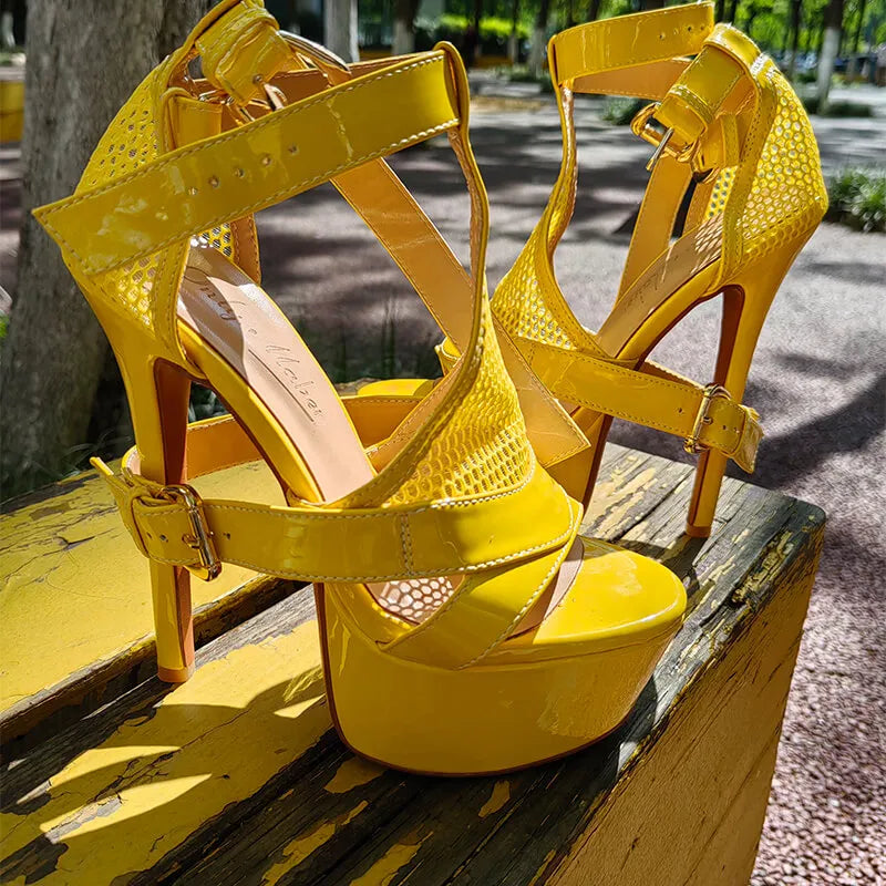 Rete Mesh Platform Stiletto Sandals