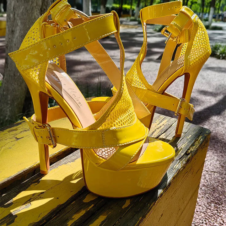 Rete Mesh Platform Stiletto Sandals