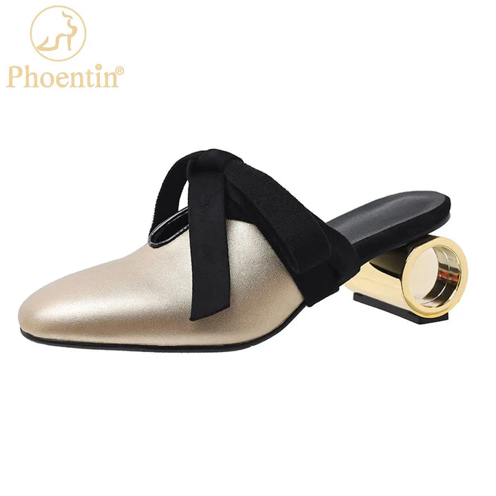 Anello Cylinder-Heel Bow Mules